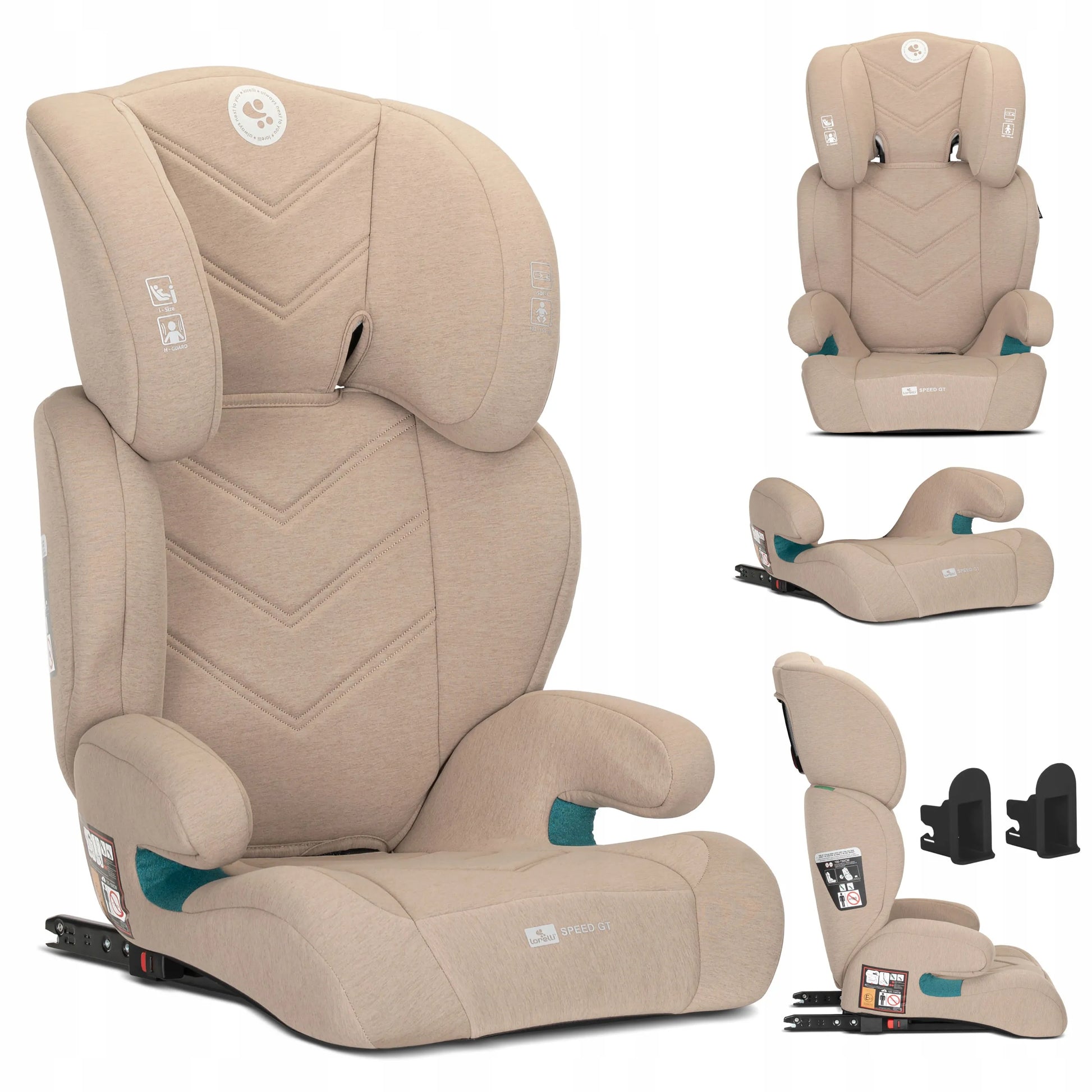 Automobilinė kėdutė 15-36 kg ISOFIX i-Size Lorelli Speed GT 100-150cm smėlio spalvos