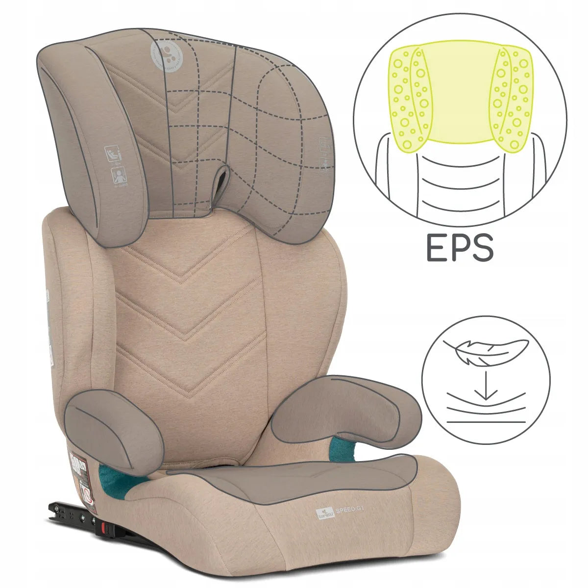 Automobilinė kėdutė 15-36 kg ISOFIX i-Size Lorelli Speed GT 100-150cm smėlio spalvos