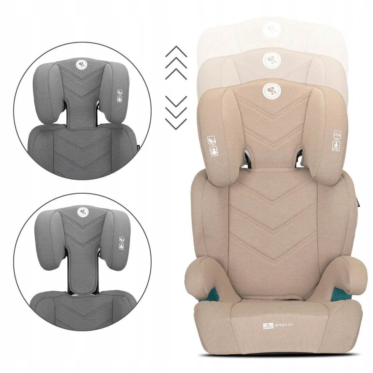 Automobilinė kėdutė 15-36 kg ISOFIX i-Size Lorelli Speed GT 100-150cm smėlio spalvos