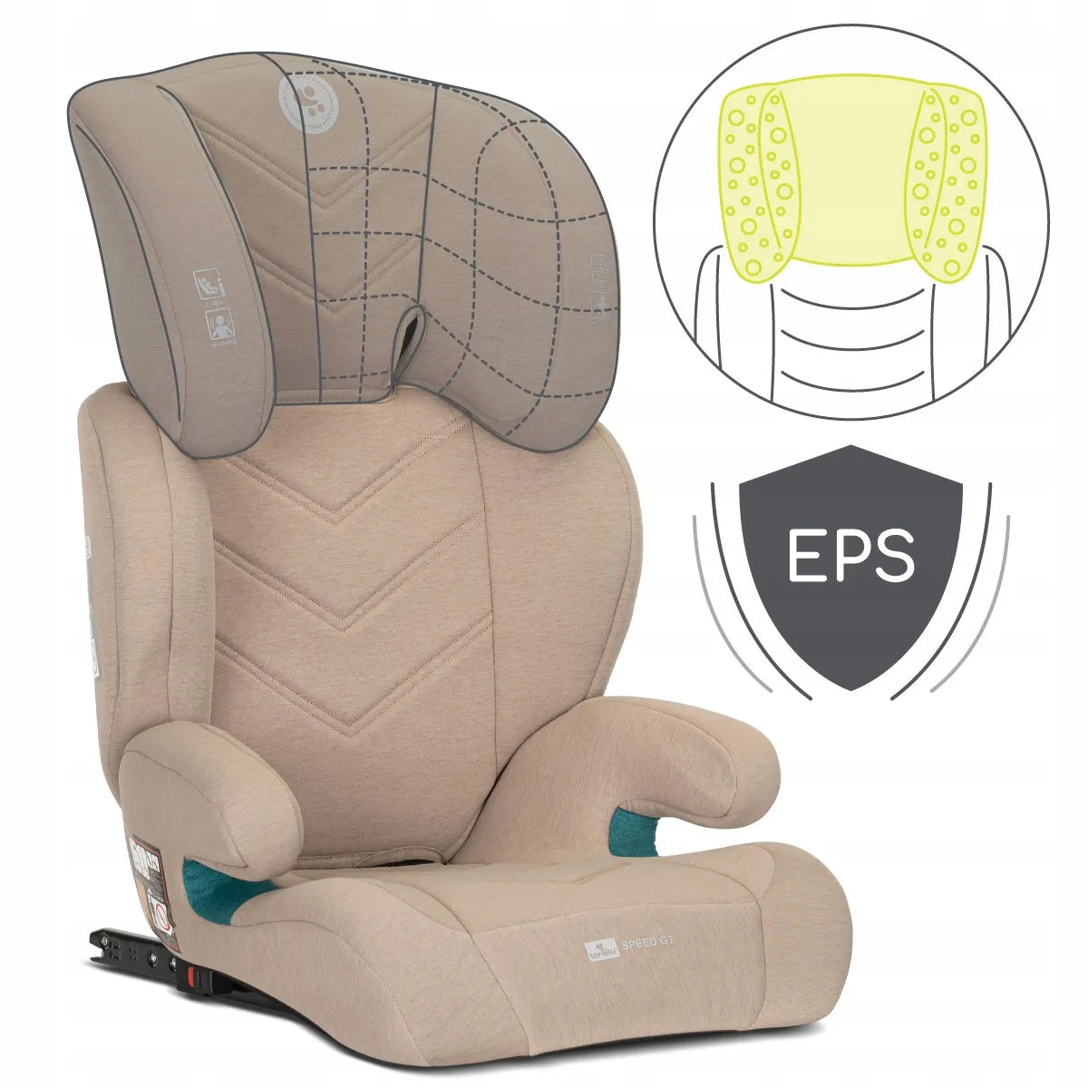 Automobilinė kėdutė 15-36 kg ISOFIX i-Size Lorelli Speed GT 100-150cm smėlio spalvos