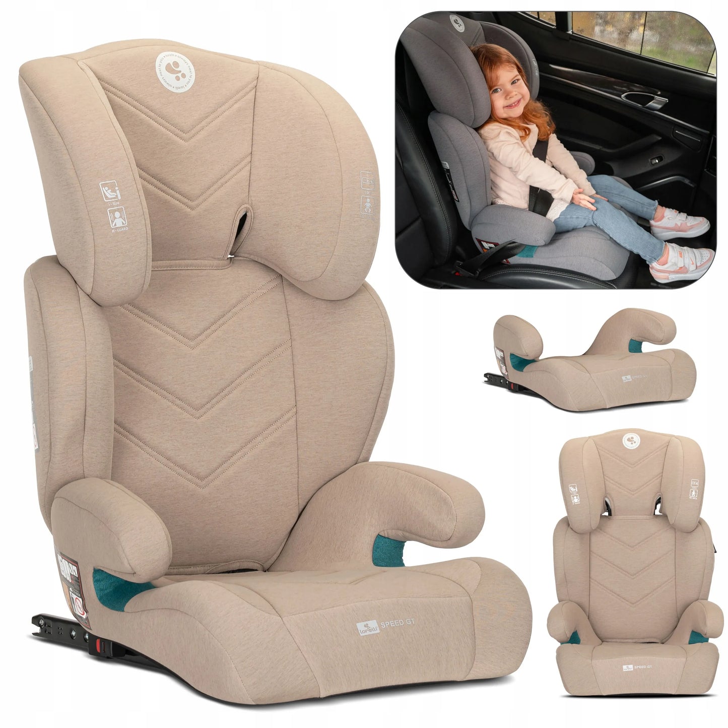 Automobilinė kėdutė 15-36 kg ISOFIX i-Size Lorelli Speed GT 100-150cm smėlio spalvos