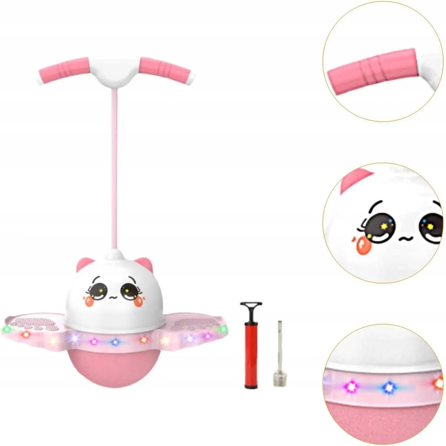 BestHurt Pogo Ball šokinėjimo kamuolys su rankena vaikams LED Panda + pompa