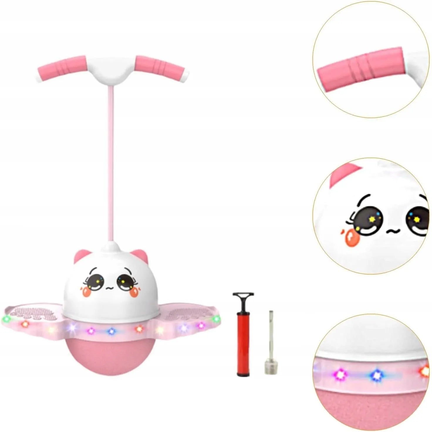 BestHurt Pogo Ball šokinėjimo kamuolys su rankena vaikams LED Panda + pompa