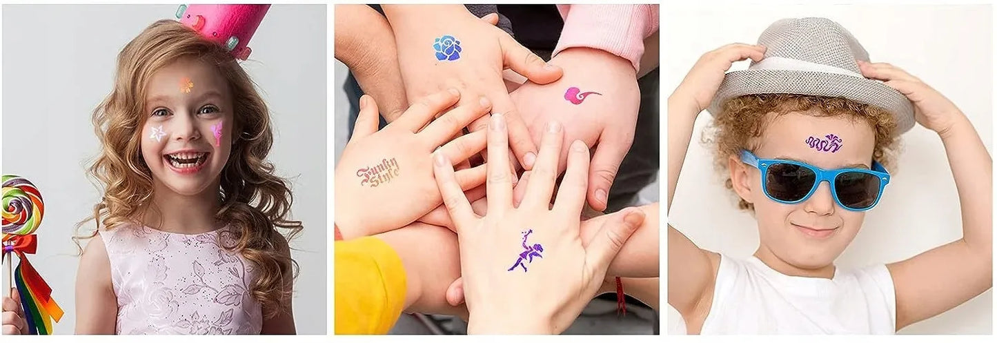 BestHurt veido dažų ir plaunamų tatuiruočių rinkinys vaikams su šablonais XXXL