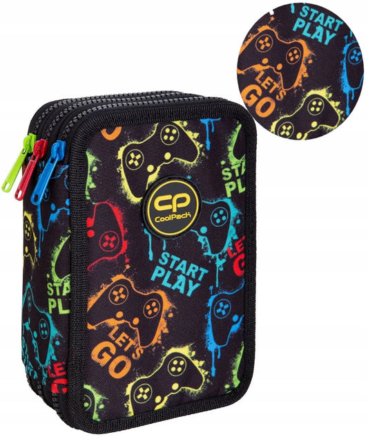 COOLPACK trijų skyrių mokyklinis penalas su priemonėmis