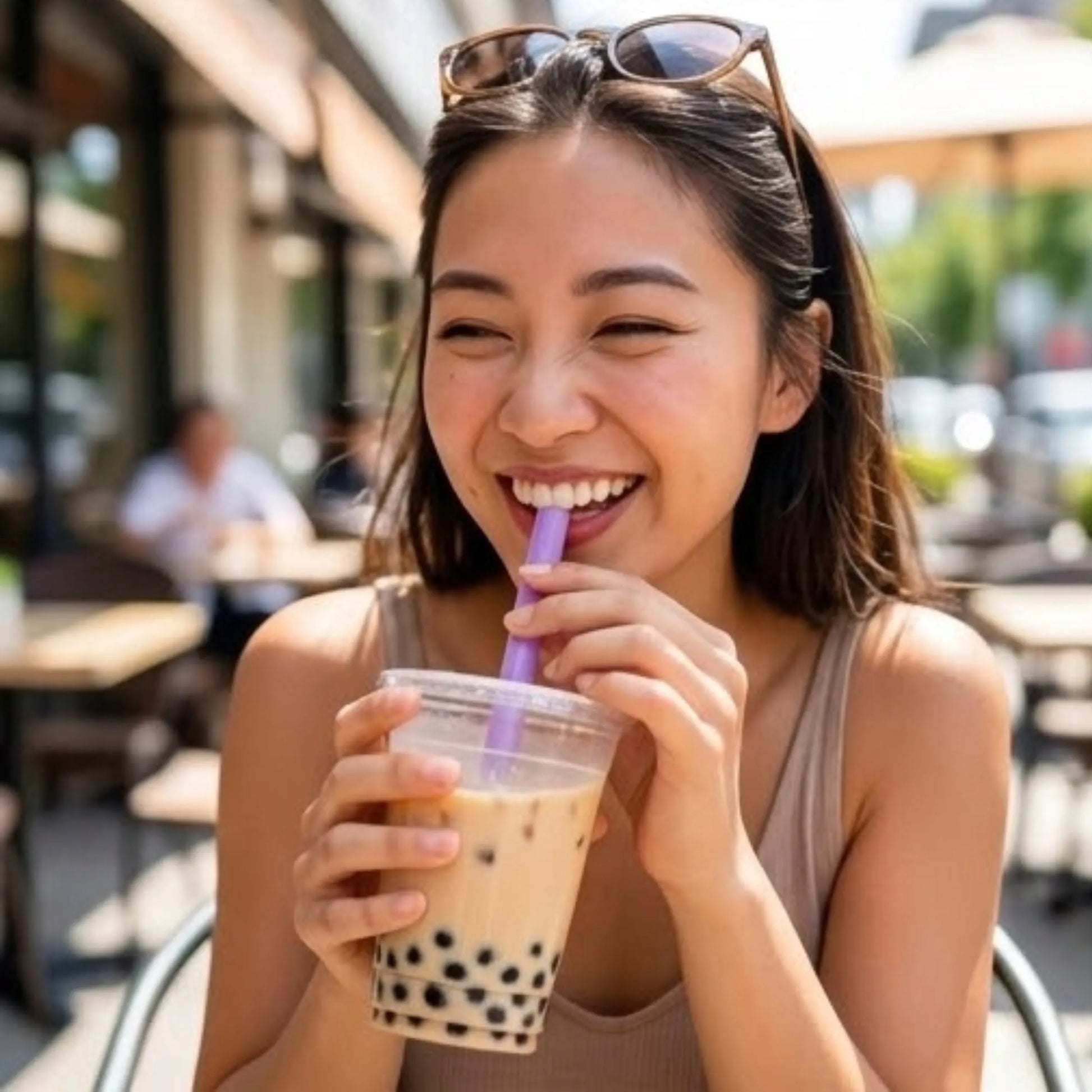 Daugkartinio naudojimo vaivorykštiniai šiaudeliai „Bubble Tea“, ekologiškas rinkinys 2x 50 vnt.