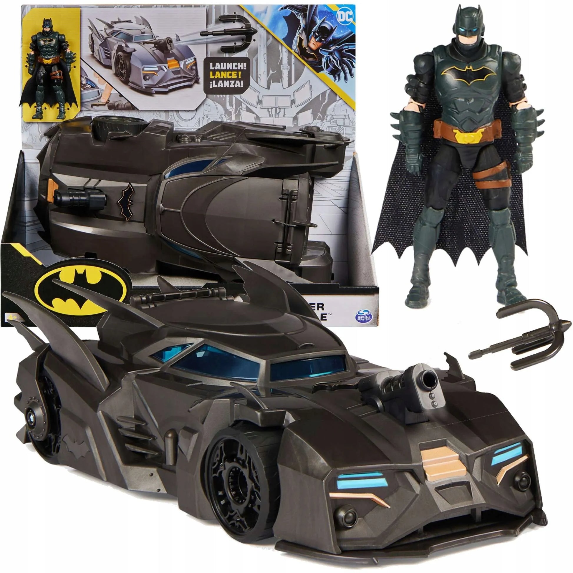 DC COMICS Batman figūrėlės rinkinys 10 cm + Crusader Batmobile 4+