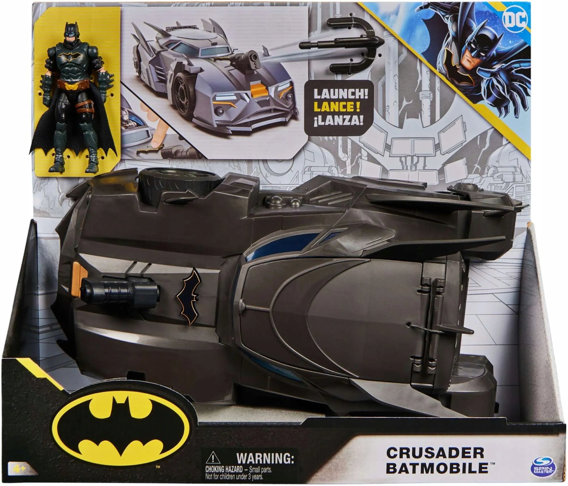 DC COMICS Batman figūrėlės rinkinys 10 cm + Crusader Batmobile 4+