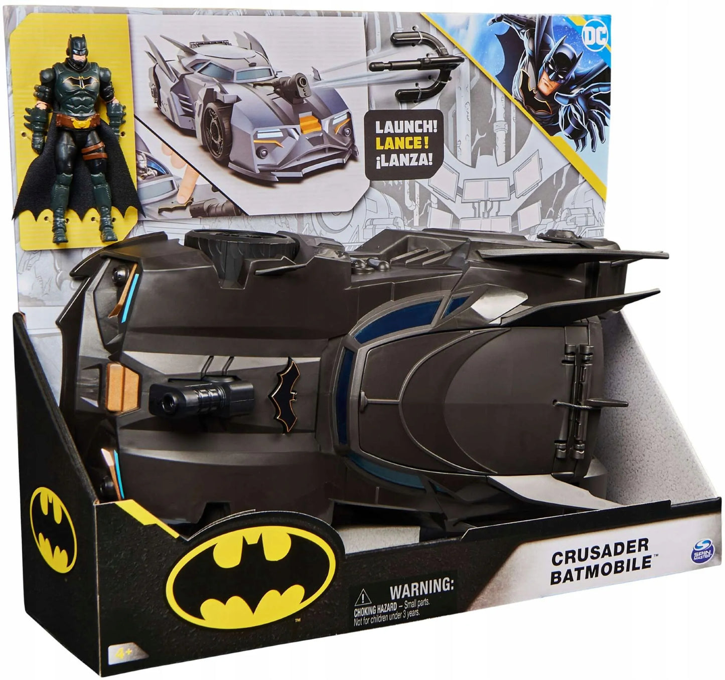 DC COMICS Batman figūrėlės rinkinys 10 cm + Crusader Batmobile 4+