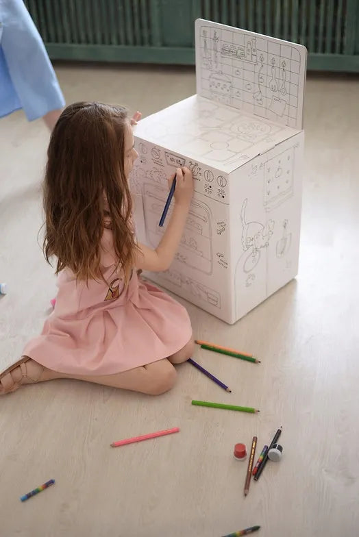 Didelė 3D kartoninė virtuvėlė spalvinimui XXL vaikams