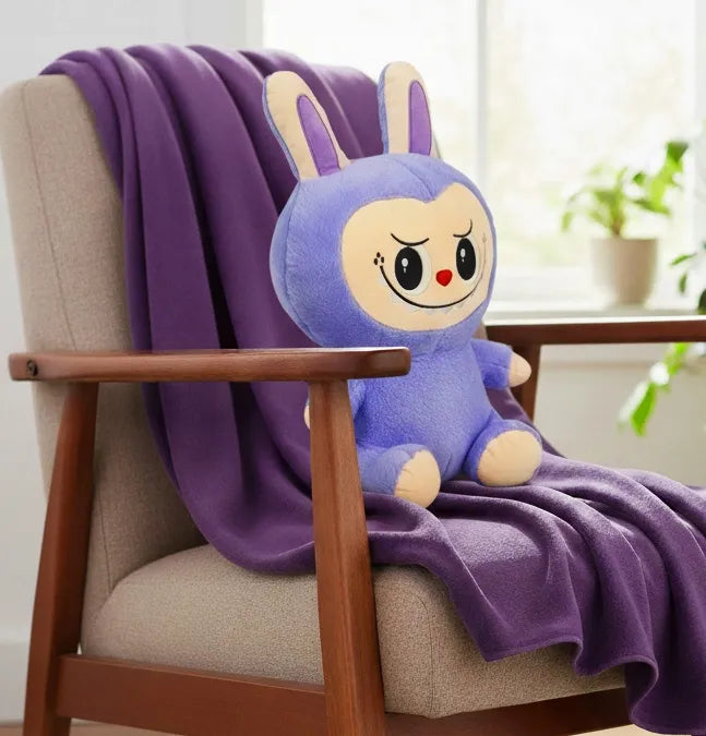 Didelė pliušinė Labubu lėlė figūrėlė 50 cm + antklodė 160 cm