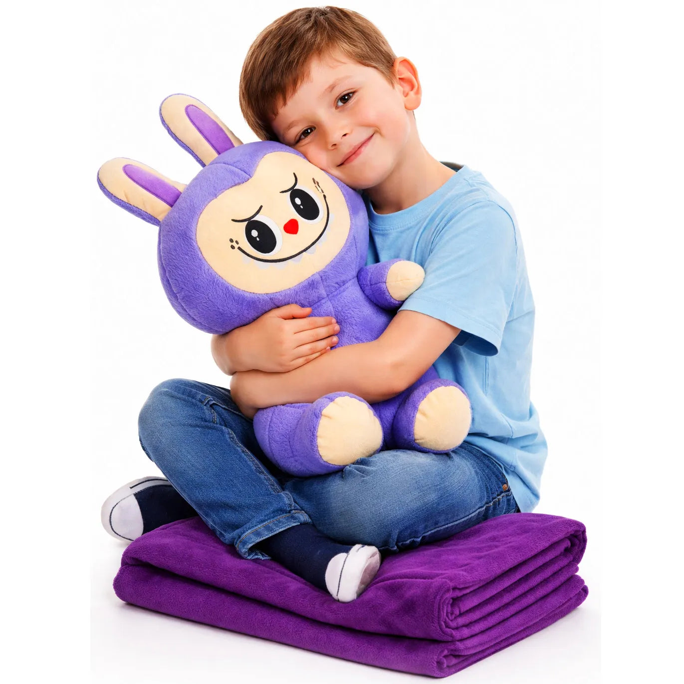 Didelė pliušinė Labubu lėlė figūrėlė 50 cm + antklodė 160 cm