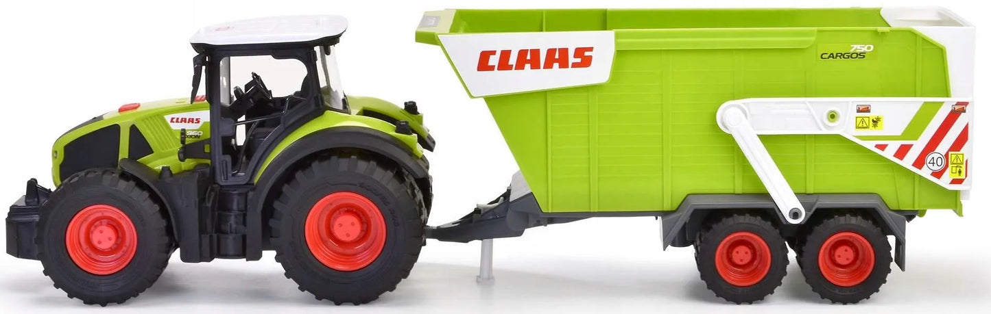DIDELIS INTERAKTYVUS TRAKTORIUS CLAAS SU JUDANČIA PRIEKABA, ŠVIESA/GARSAS, 64 CM