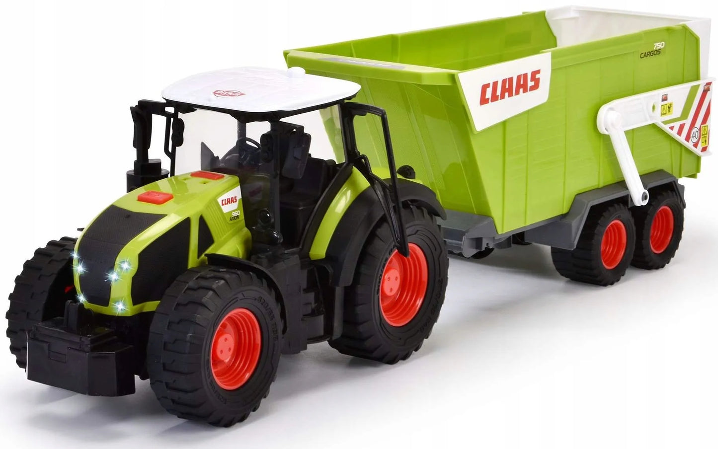 DIDELIS INTERAKTYVUS TRAKTORIUS CLAAS SU JUDANČIA PRIEKABA, ŠVIESA/GARSAS, 64 CM