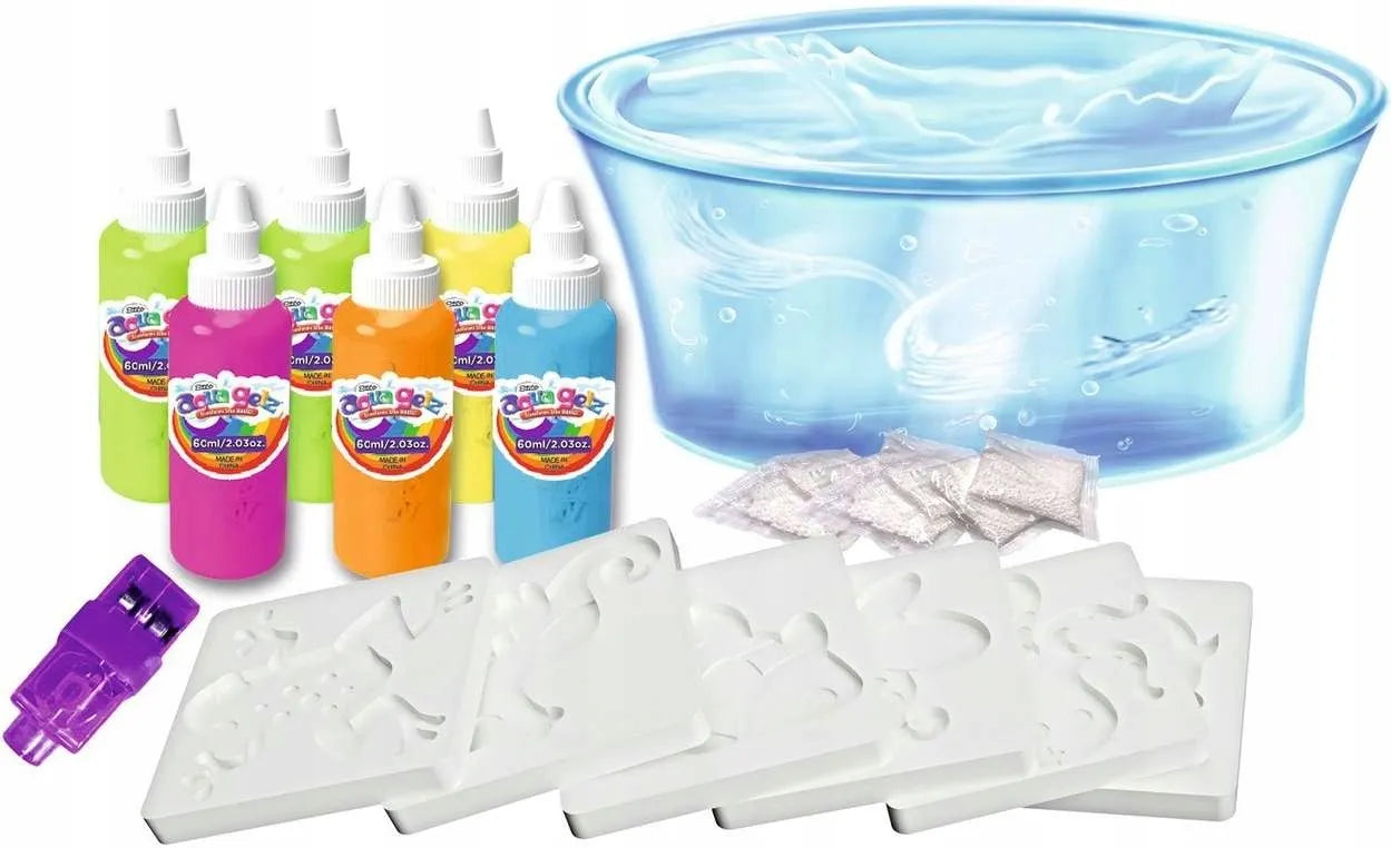 Didelis kūrybinis rinkinys Aqua Gelz Deluxe tamsoje šviečiantis UV žibintuvėlis