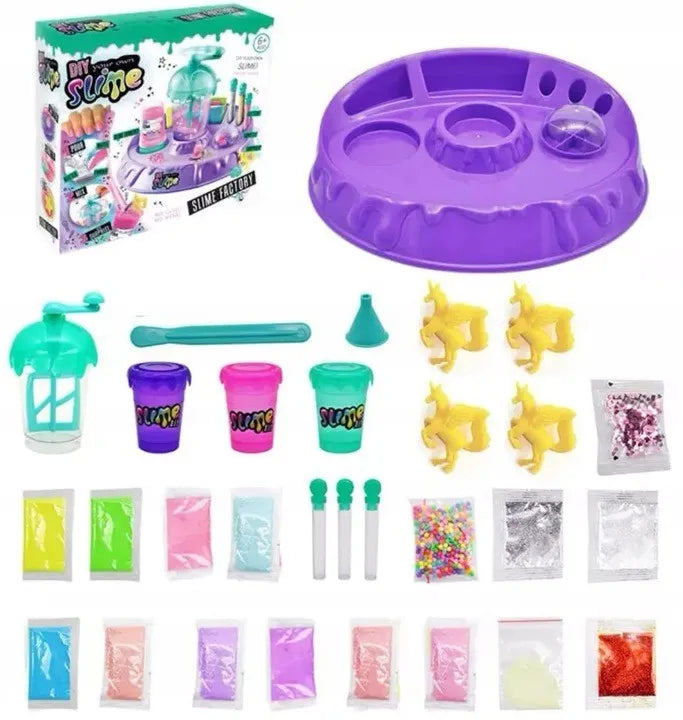 DIDELIS KŪRYBINIS SLIME RINKINYS VAIKAMS SU MIKSERIU – GAMINIMO FABRIKĖLIS