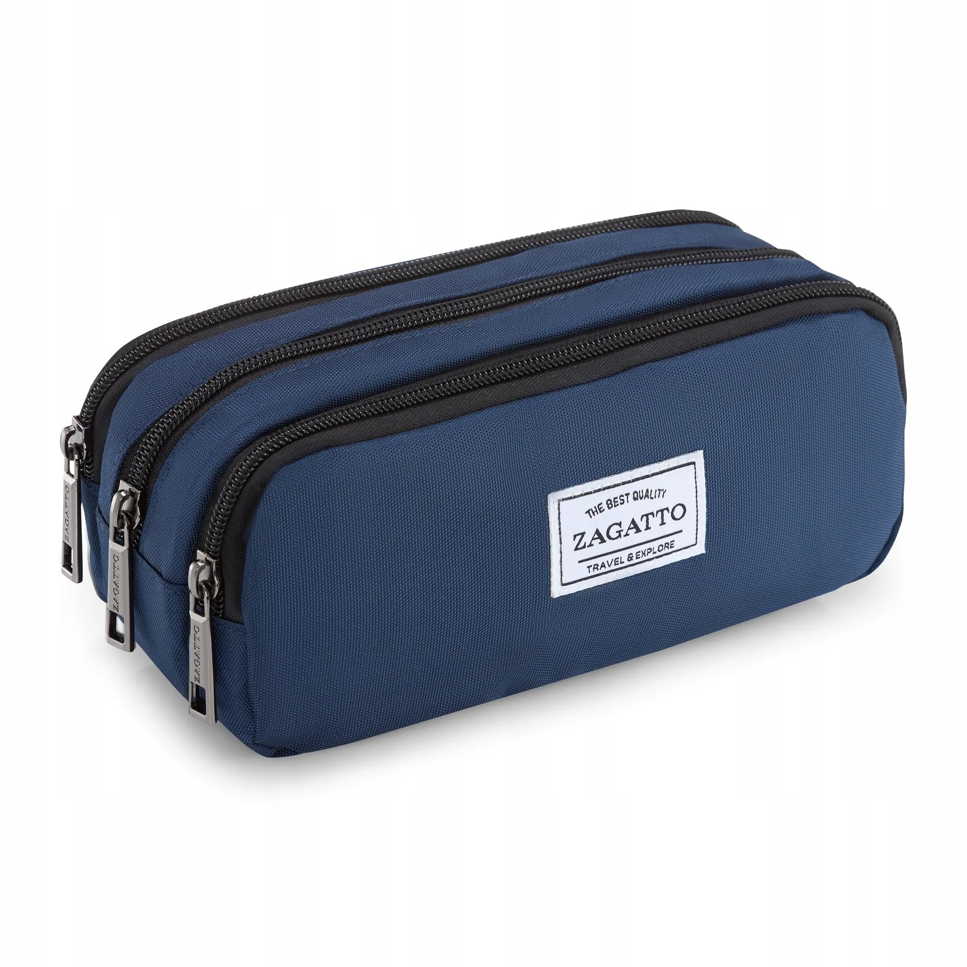Didelis mokyklinis trijų skyrių penalas Zagatto, mėlynas