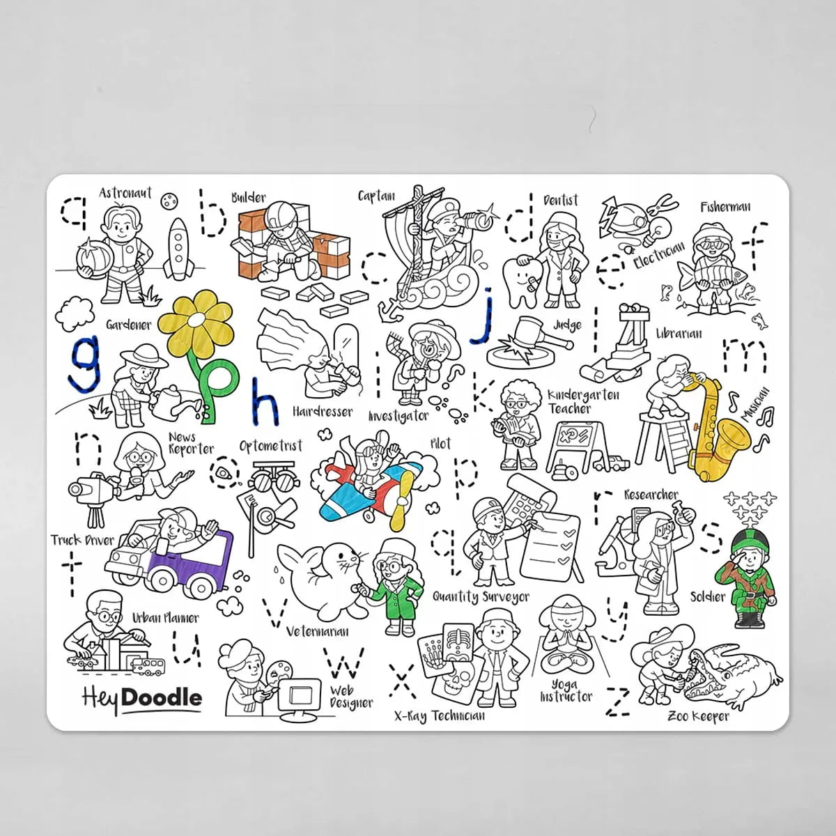 Didelis silikoninis HeyDoodle daugkartinis spalvinimo kilimėlis - Profesijos