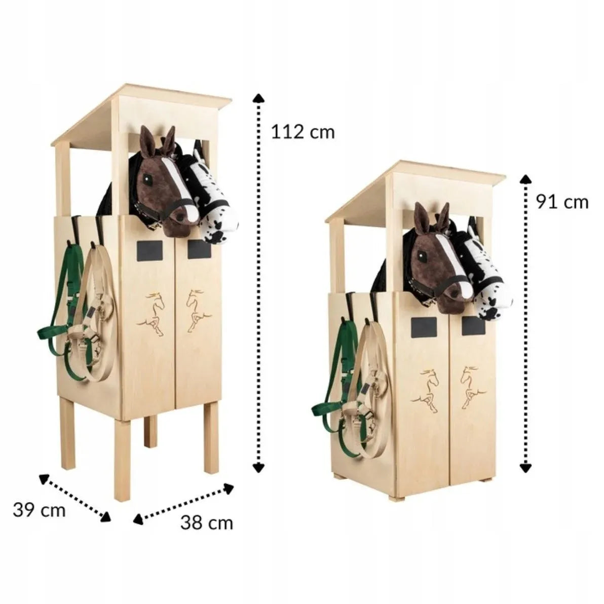 Dviguba medinė arklidė „Hobby Horse“ arkliukams ant lazdos Skippi