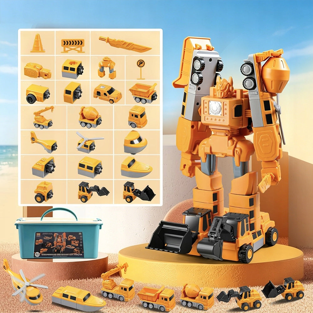 Magnetinis Konstruktorius – Transformuojamas Robotas-Automobilis Vaikams