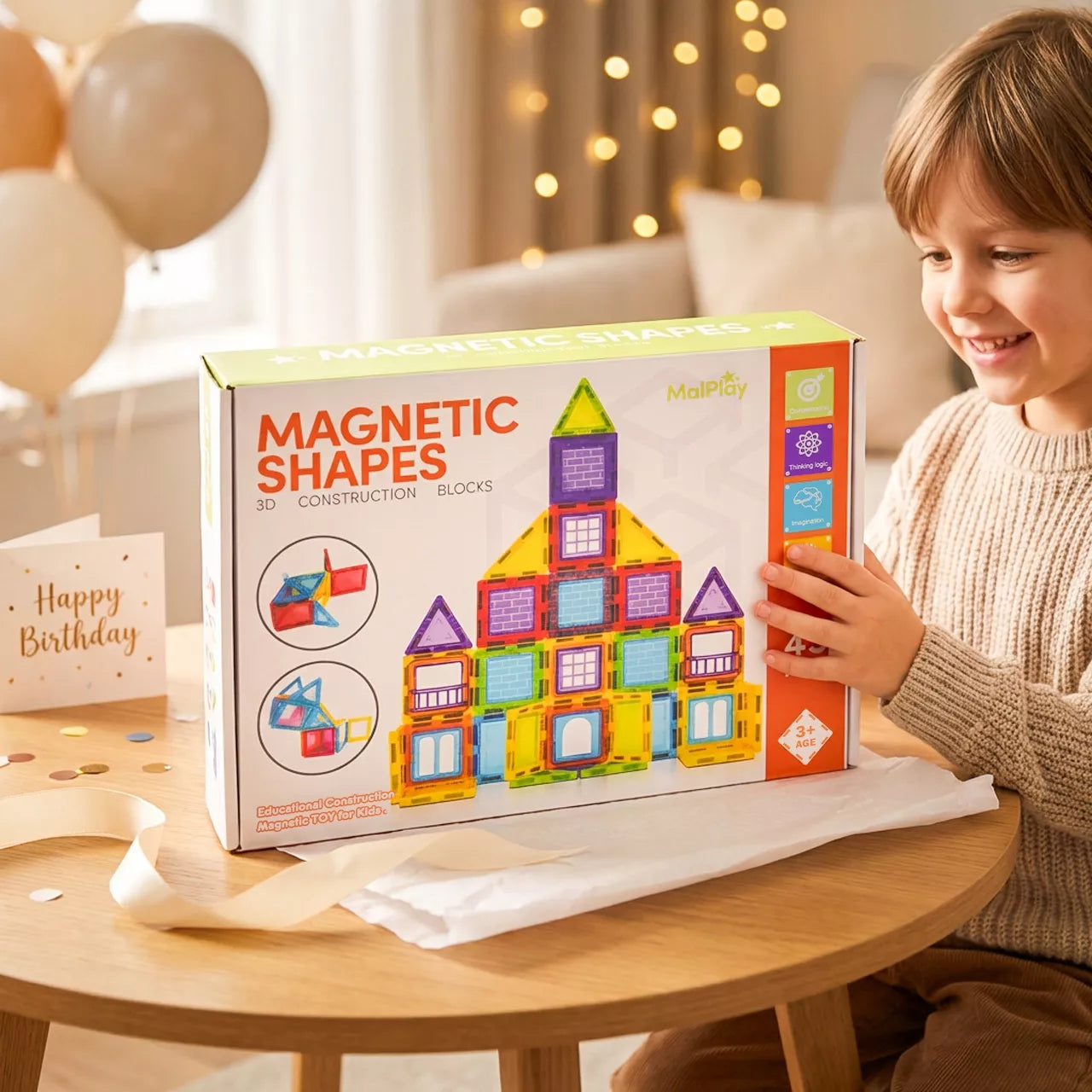 Edukacinės 3D magnetinės kaladėlės vaikams Malplay