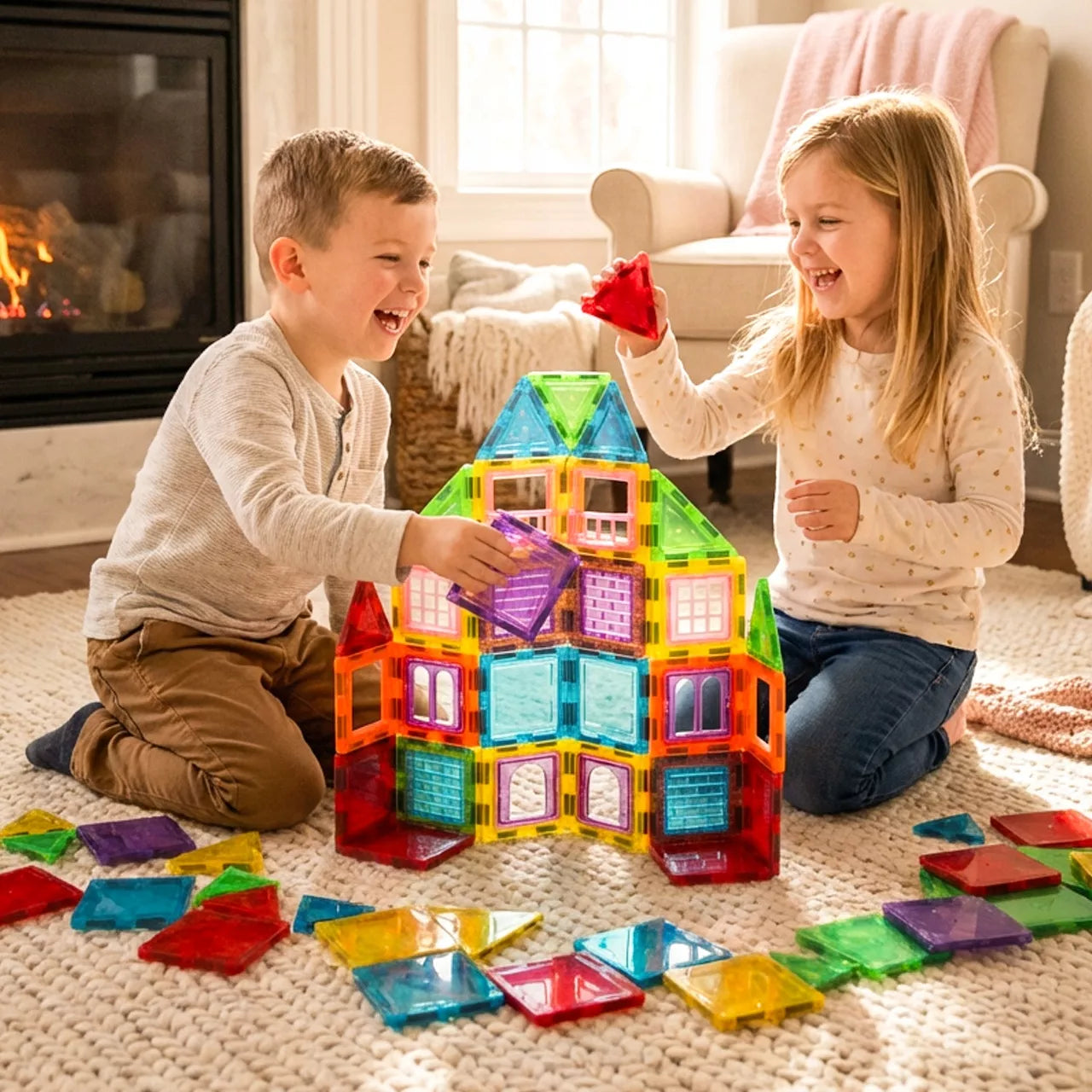 Edukacinės 3D magnetinės kaladėlės vaikams Malplay