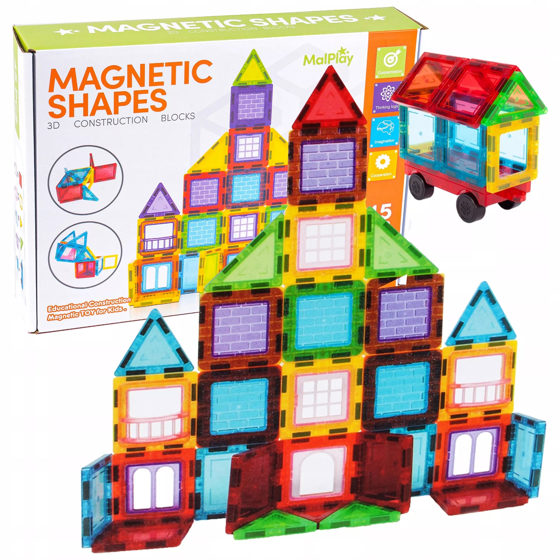 Edukacinės 3D magnetinės kaladėlės vaikams Malplay