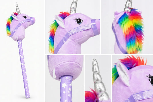 Emaj hobby horse violetinis vienaragis ant koto su garsu 80cm E2233
