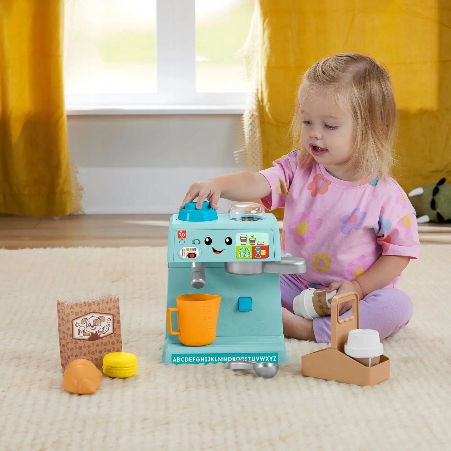FISHER-PRICE edukacinis interaktyvus kavos aparatas su šviesos ir garso efektais