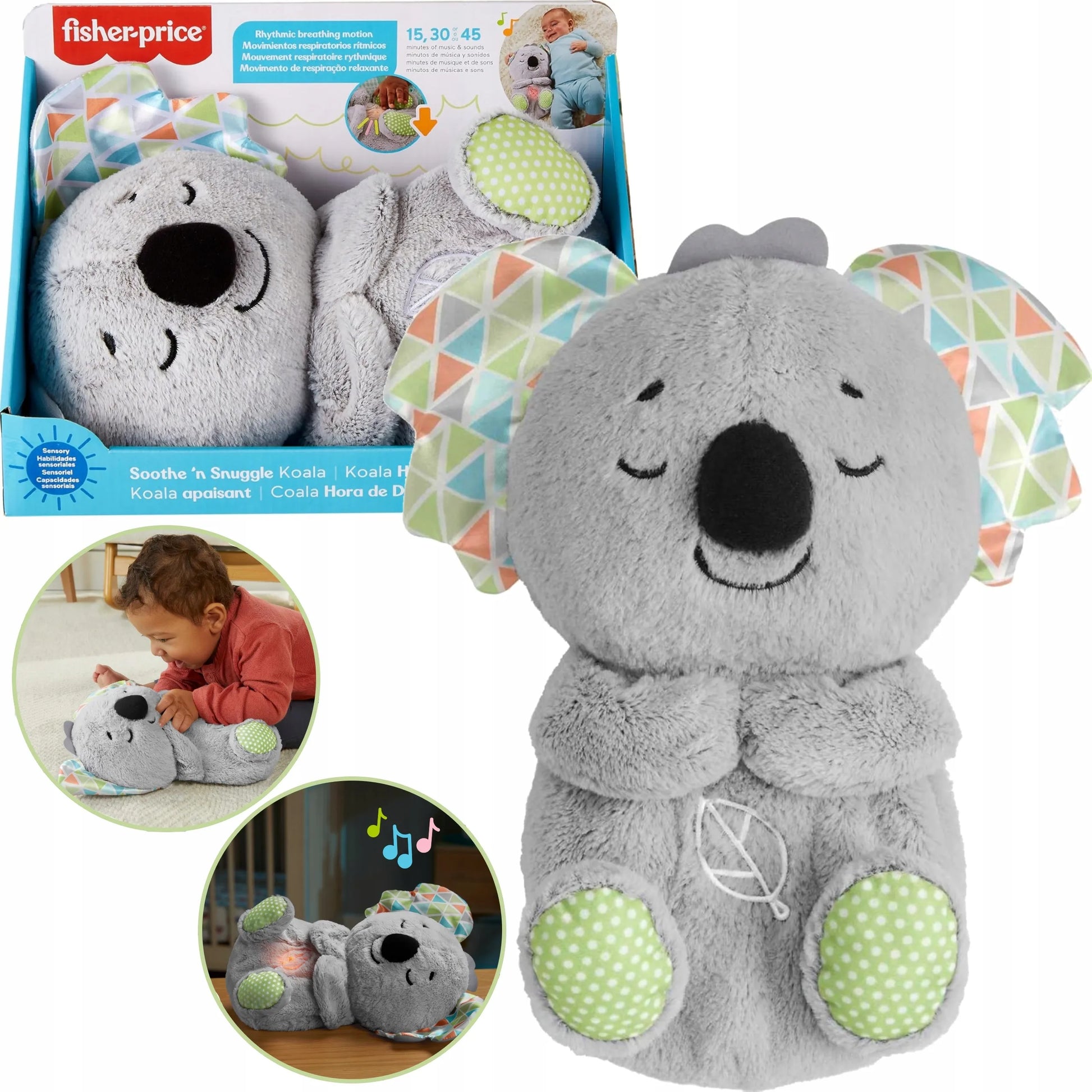 FISHER-PRICE mieganti koala – raminantis migdukas su garsais + kramtukas dovanų
