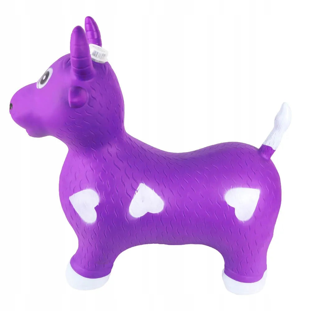 Guminis šokinėjimo žaislas karvytė su garsais ir šviesa, violetinis, 56 cm