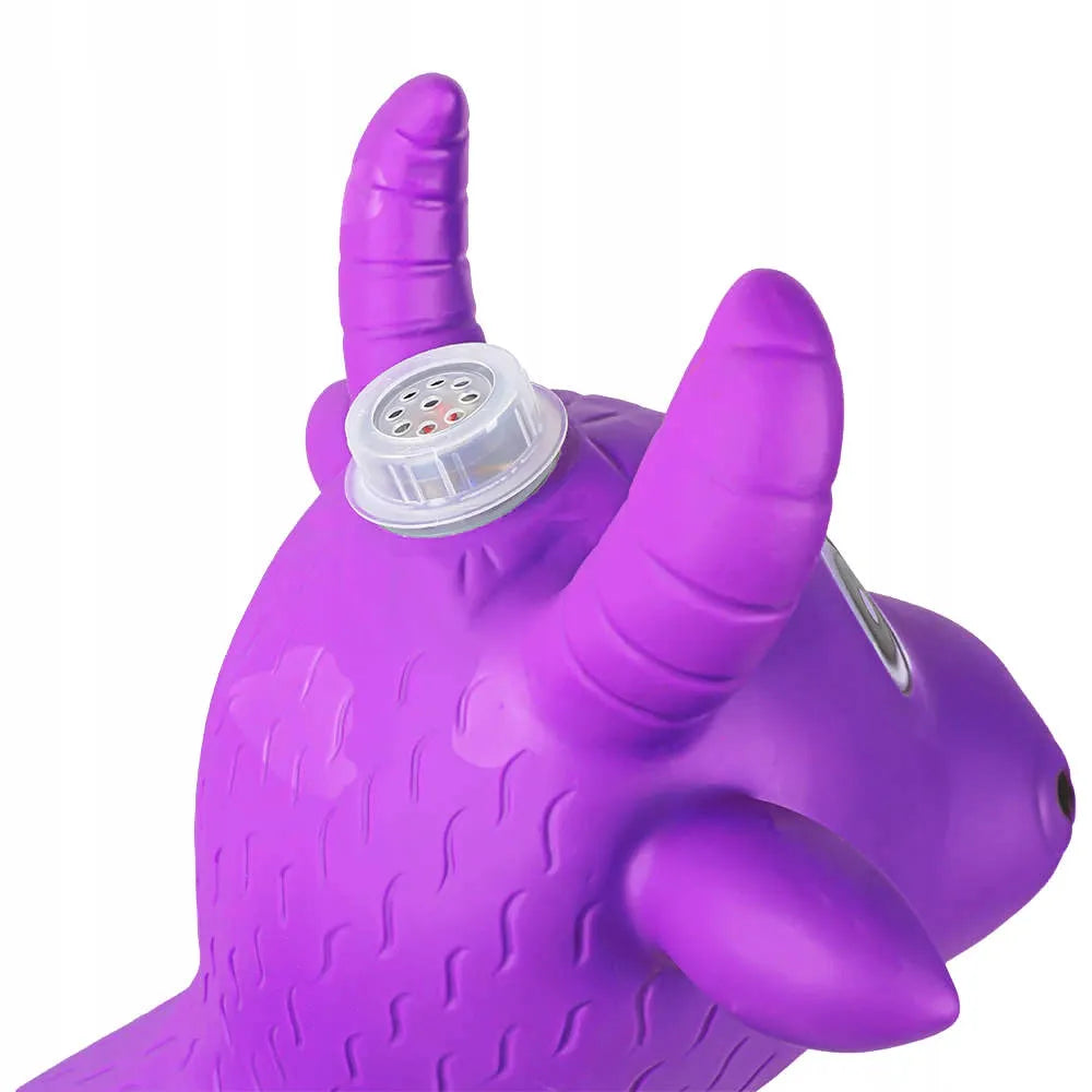 Guminis šokinėjimo žaislas karvytė su garsais ir šviesa, violetinis, 56 cm