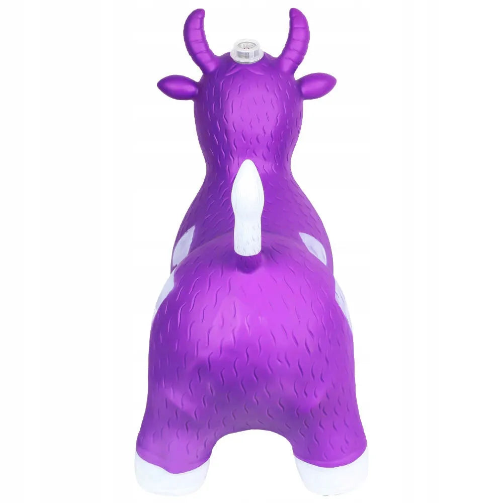 Guminis šokinėjimo žaislas karvytė su garsais ir šviesa, violetinis, 56 cm