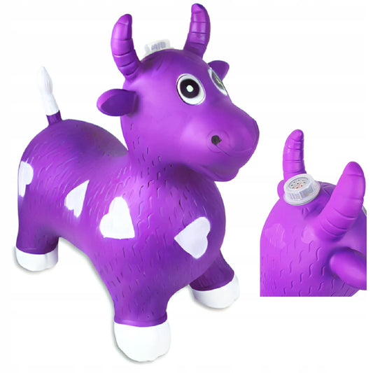 Guminis šokinėjimo žaislas karvytė su garsais ir šviesa, violetinis, 56 cm