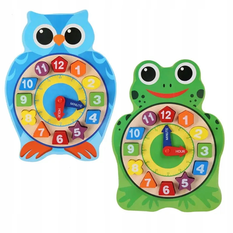 Habarri medinis Montessori pelėdos laikrodis