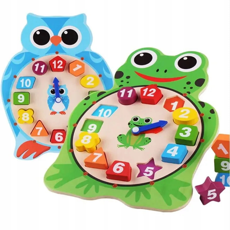Habarri medinis Montessori pelėdos laikrodis