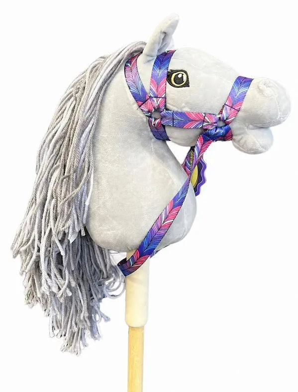 Hobby Horse arklys ant lazdos pilkas su spalvotu kamanų komplektu