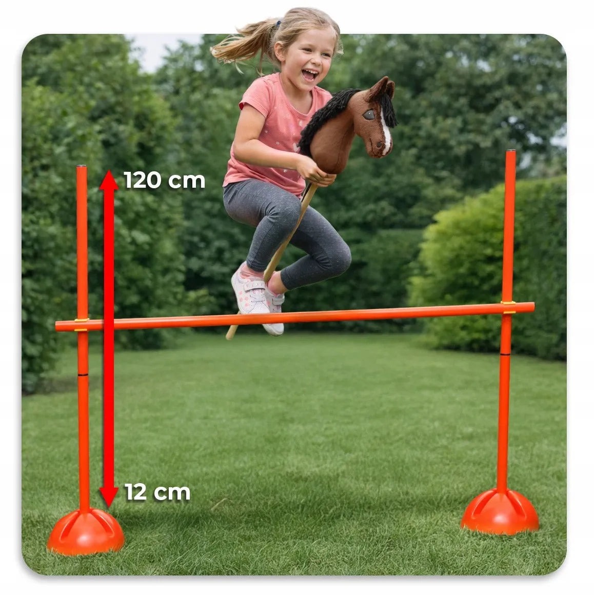 Hobby Horse kliūtis 120 cm reguliuojama treniruočių tvorelė žirgui ant lazdos