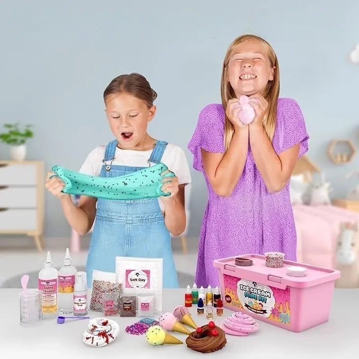 „Ice Cream“ gleivių rinkinys, 25 dalys, „pasidaryk pats“ vaikams nuo 4 metų, žvilgantis ir purus