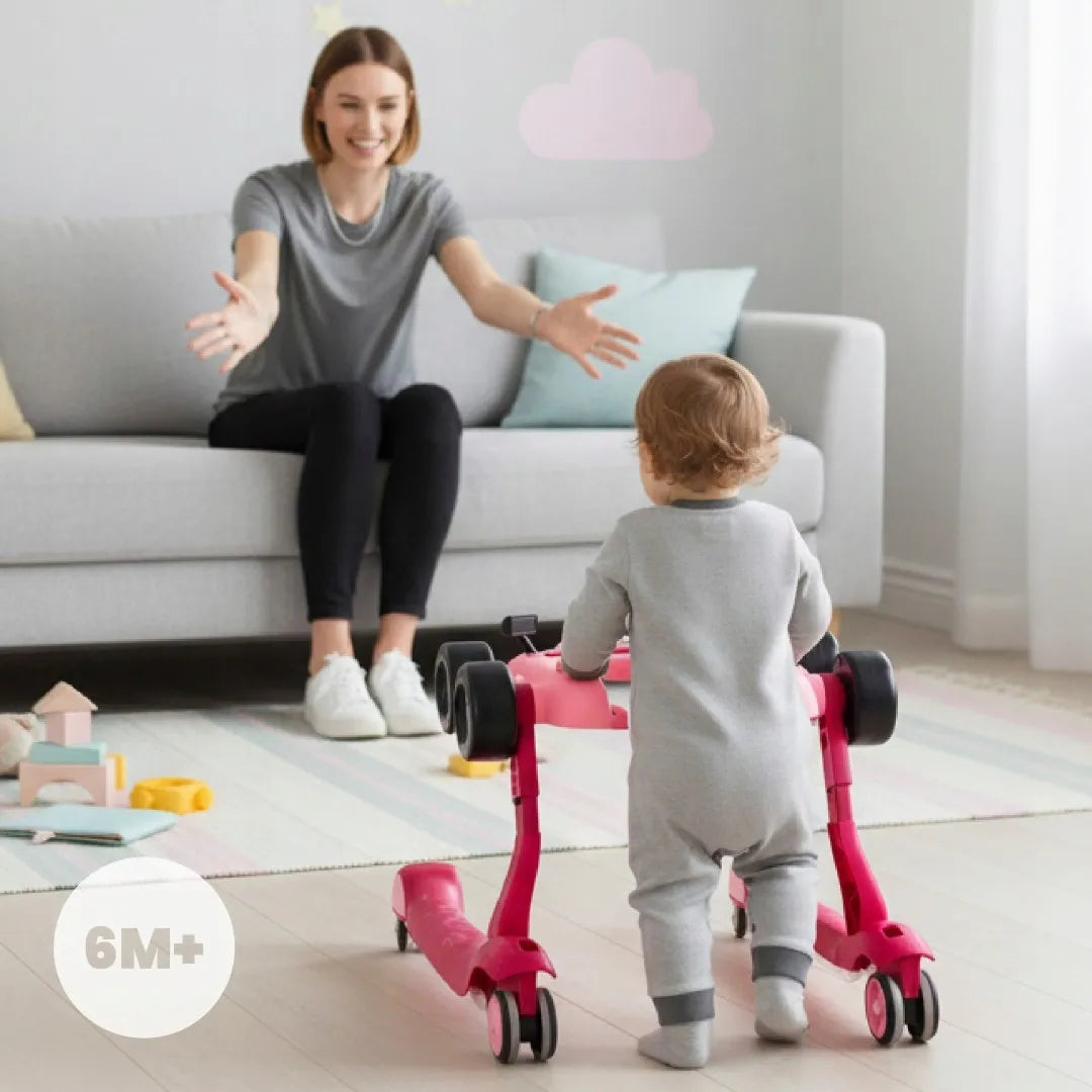 Interaktyvi kūdikių vaikštynė Sun Baby Formula 1 3-in-1 lenktyninis automobilis, rožinė
