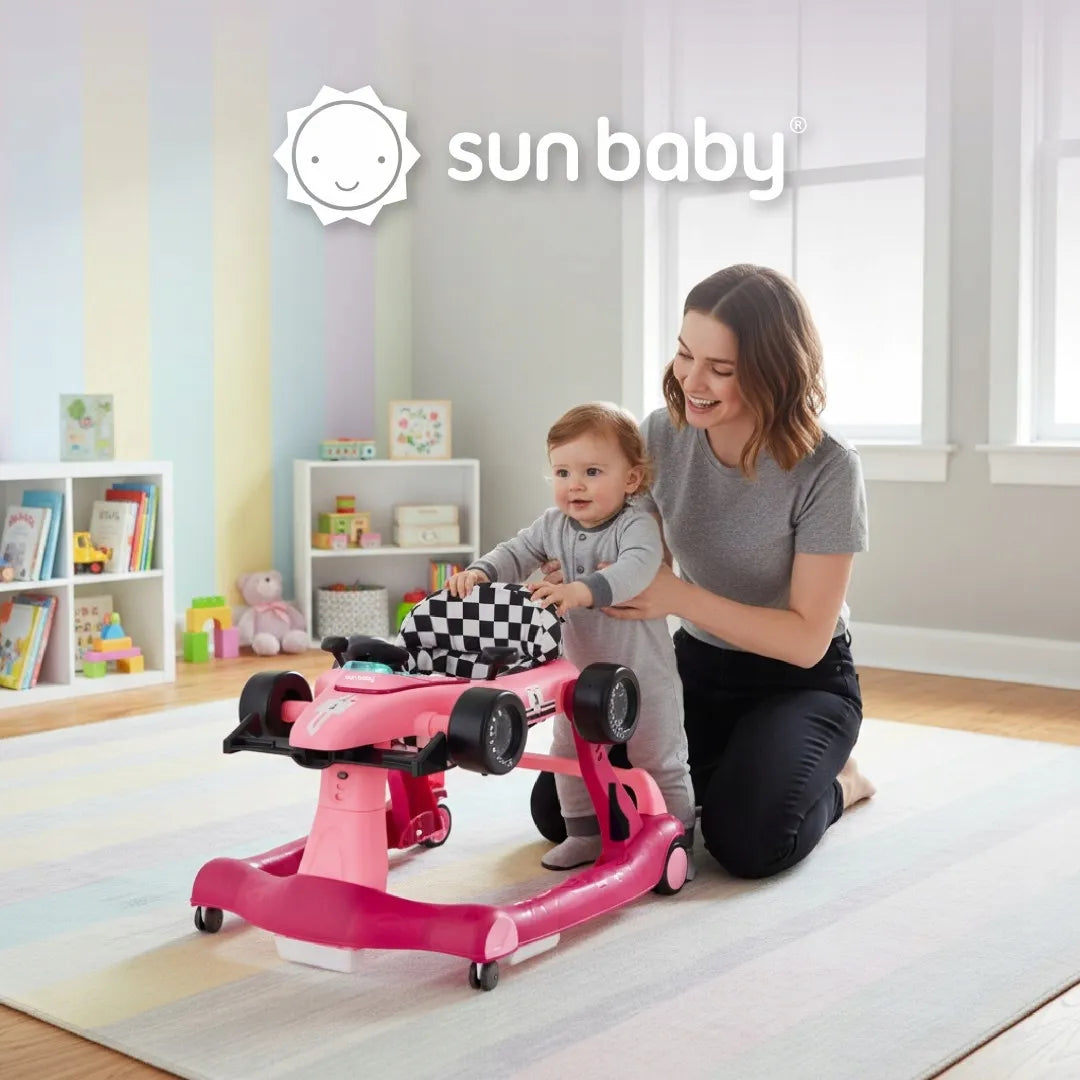 Interaktyvi kūdikių vaikštynė Sun Baby Formula 1 3-in-1 lenktyninis automobilis, rožinė