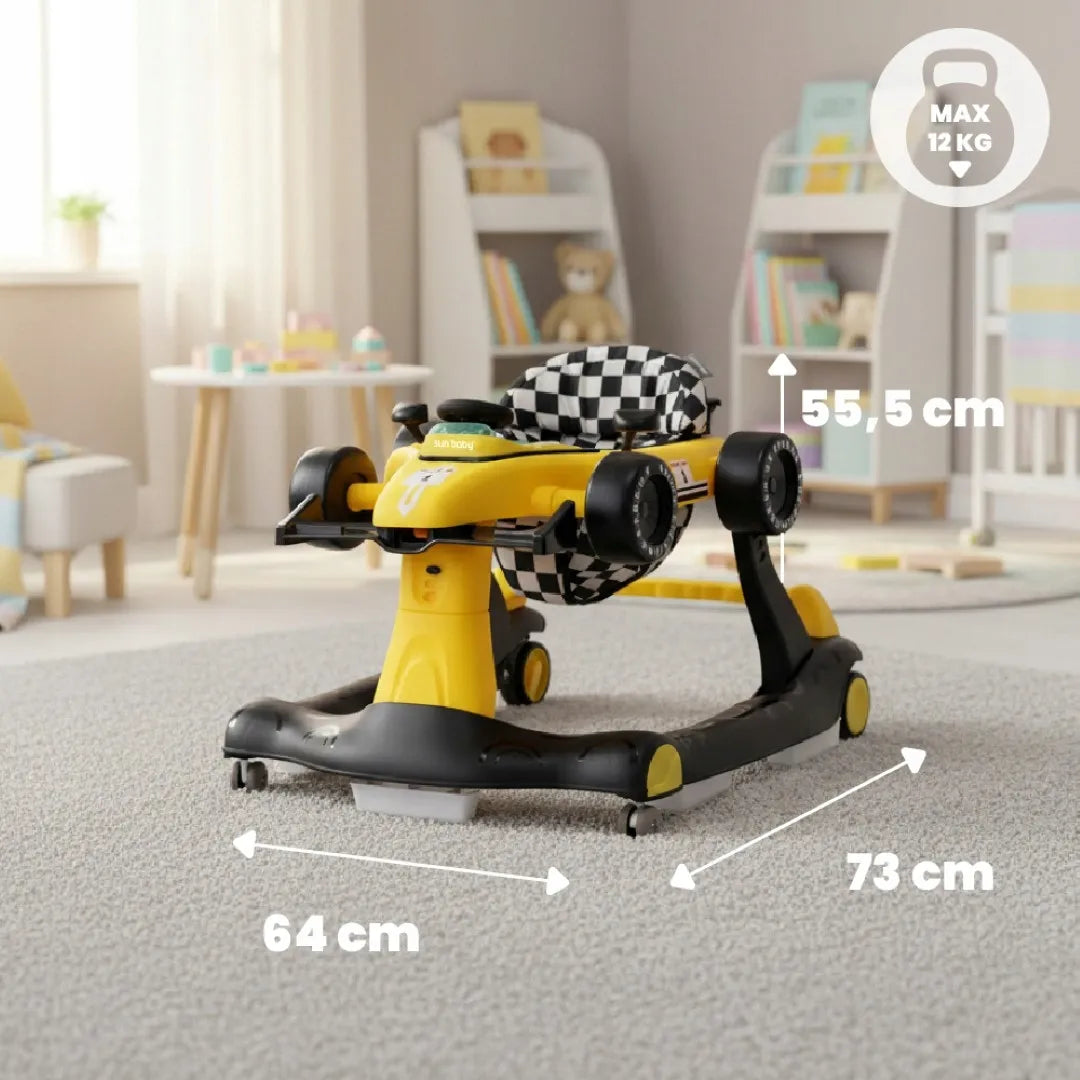 Interaktyvi vaikštynė-stumdukas Sun Baby Formula 1 3in1 geltona