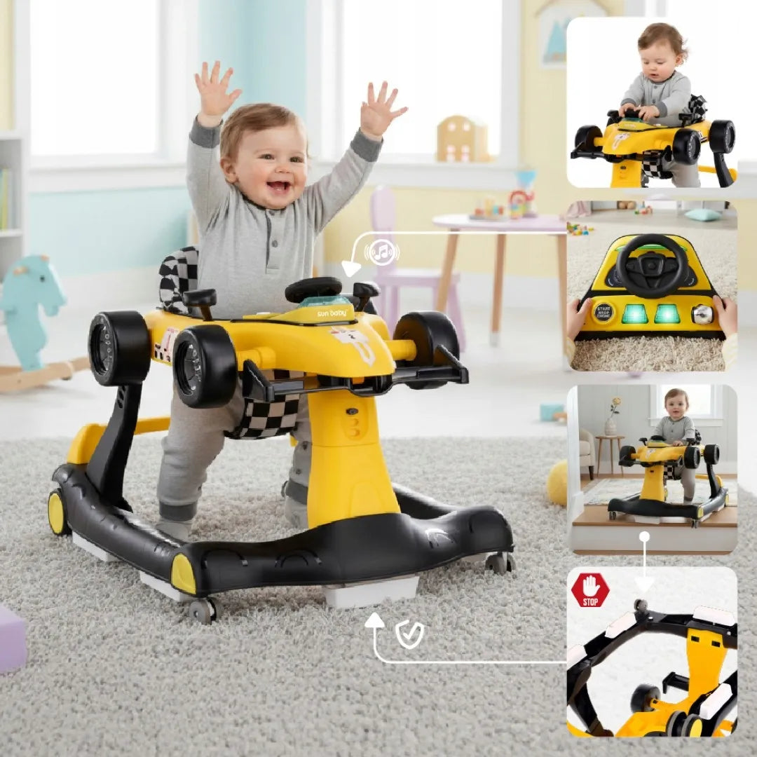 Interaktyvi vaikštynė-stumdukas Sun Baby Formula 1 3in1 geltona