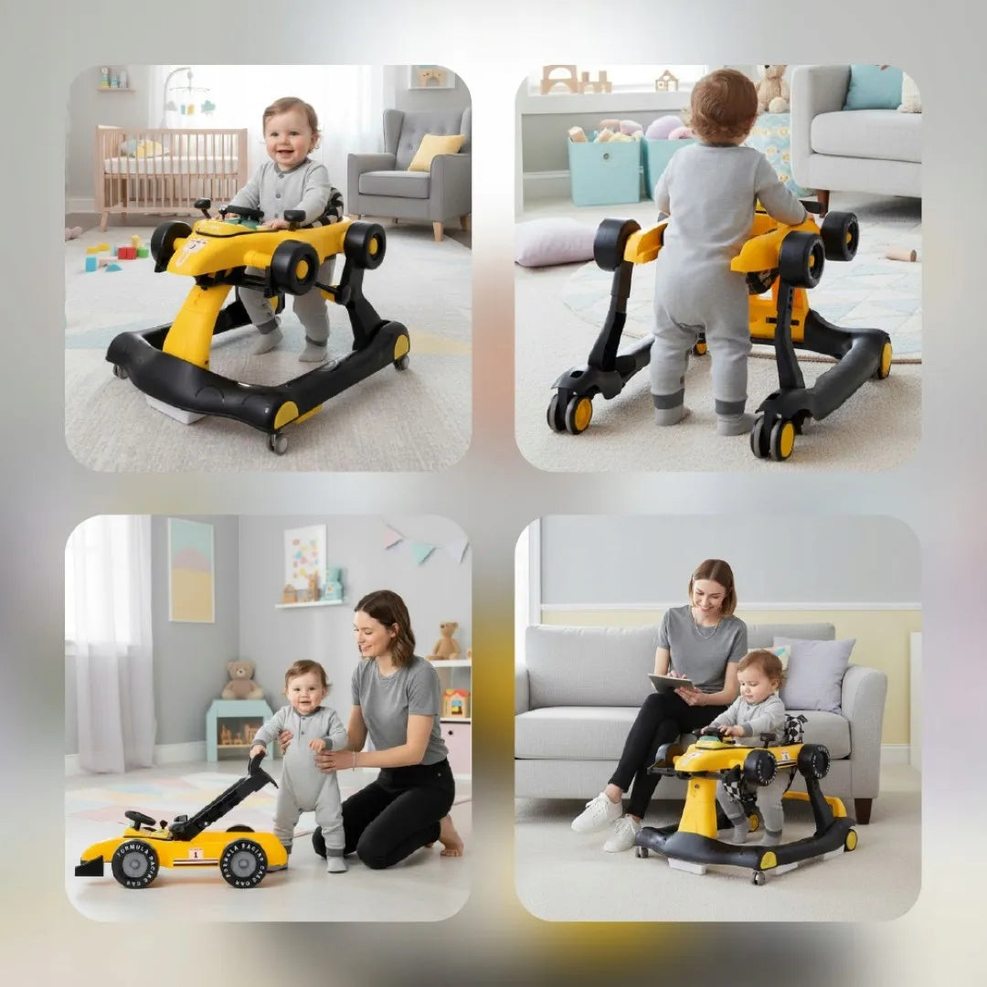 Interaktyvi vaikštynė-stumdukas Sun Baby Formula 1 3in1 geltona