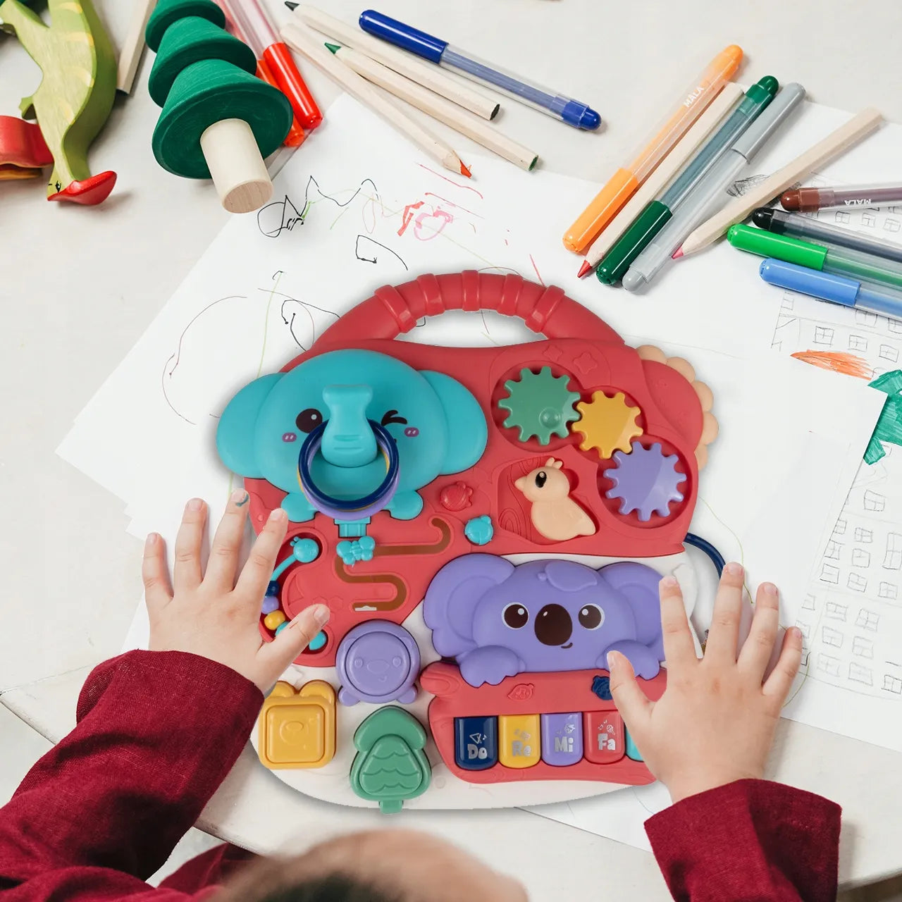 Interaktyvus edukacinis staliukas su koala ir pianinu kūdikiams