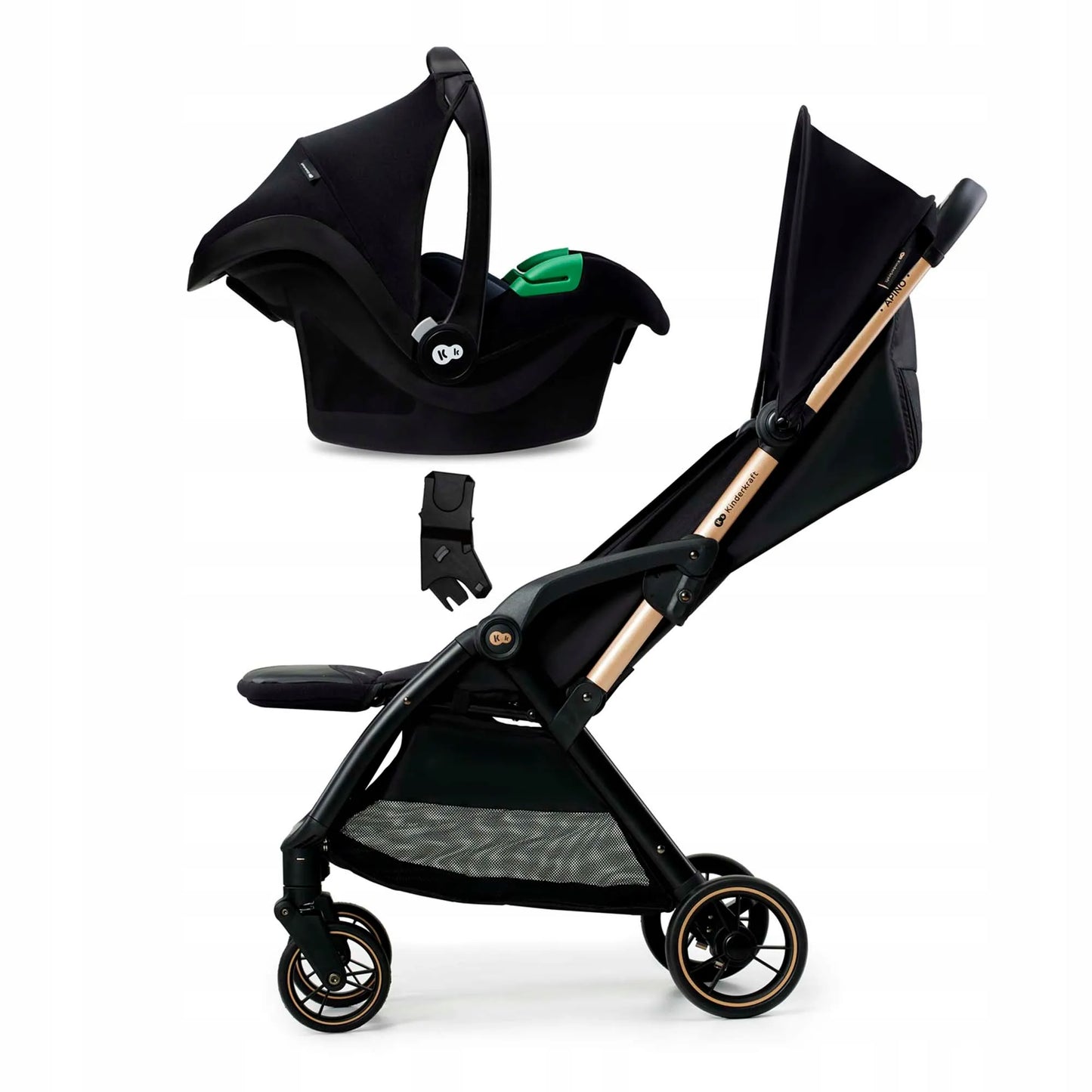Kinderkraft APINO sportinis vežimėlis, 22 kg, lengvas, sulankstomas, pilkas