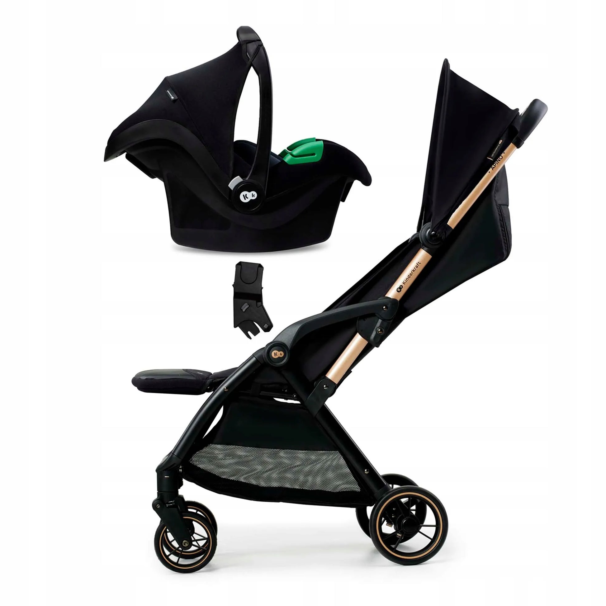 Kinderkraft APINO sportinis vežimėlis, 22 kg, lengvas, sulankstomas, pilkas