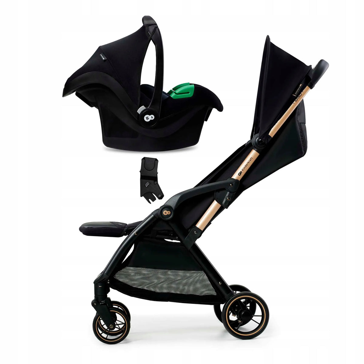 Kinderkraft APINO sportinis vežimėlis, 22 kg, lengvas, sulankstomas, pilkas