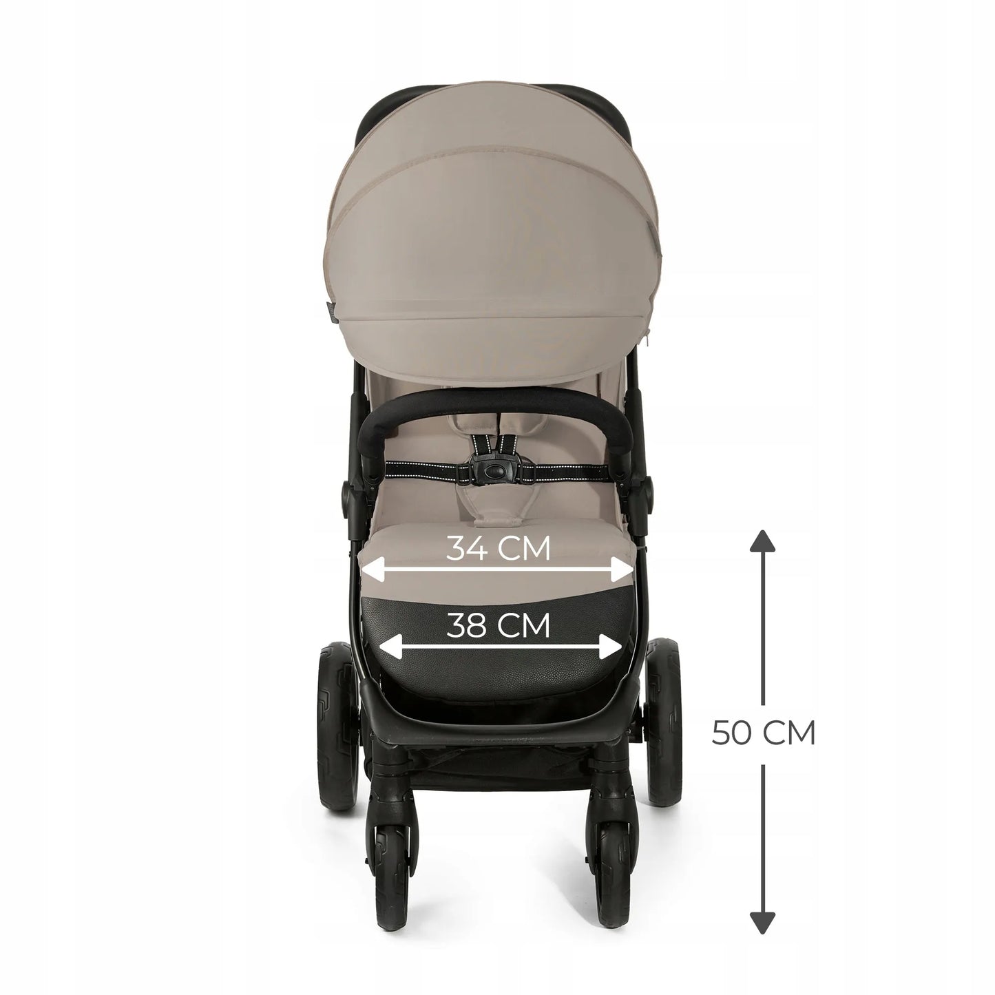 Kinderkraft sportinis vežimėlis TRIG 3, 22 kg, lengvas, Click&Fold, smėlio spalvos