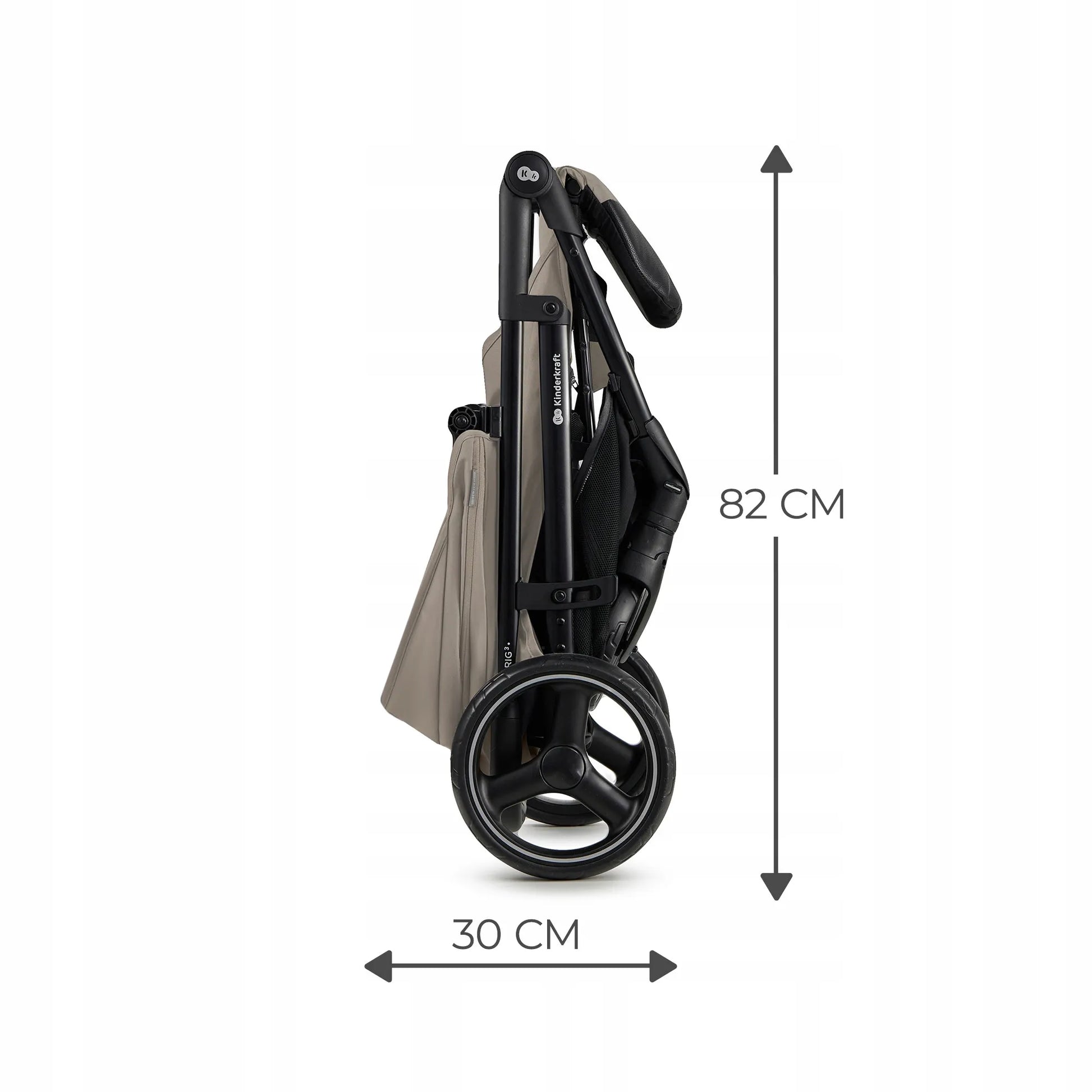Kinderkraft sportinis vežimėlis TRIG 3, 22 kg, lengvas, Click&Fold, smėlio spalvos
